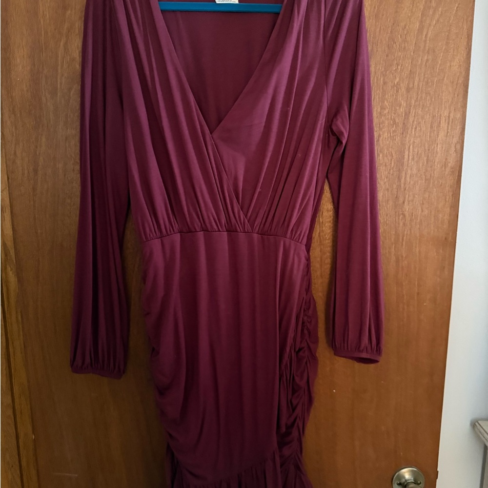 Free People Deep Red Long Sleeve Dress